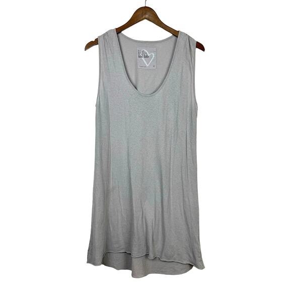 Frank & Eileen Tee Lab Gray Scoop Neck Raw Hem Cotton Mini Sleeveless Tank Dress - Picture 2 of 8